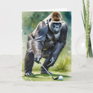 Funny Gorilla Playing Golf Blank Gruß Karte