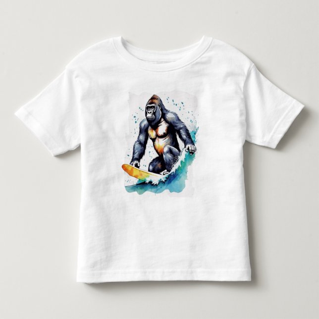 Funny Gorilla surfing Kleinkind T-shirt (Vorderseite)