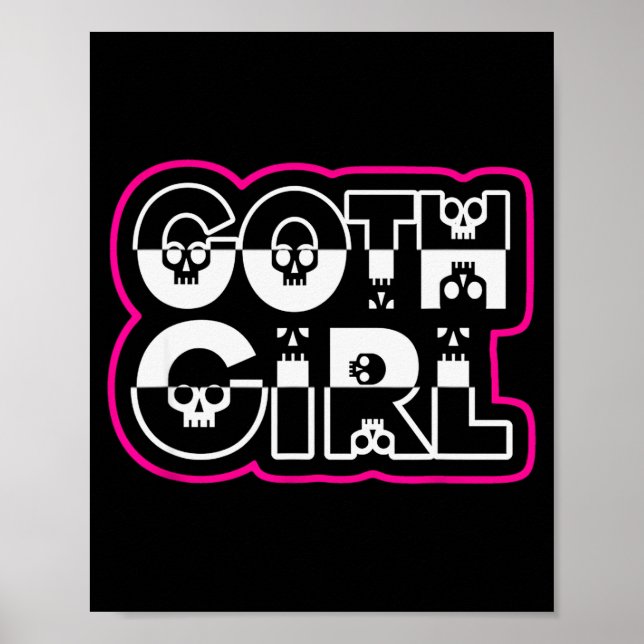 Funny Goth Girl Black And White  Poster (Vorne)