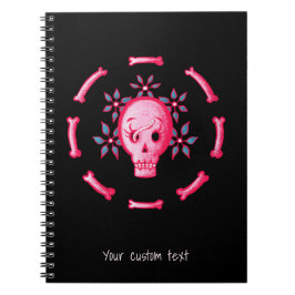Funny Goth Skull Black Pink Notizblock