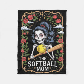 Funny Gothic Floral The Softball Mama Skelett Fleecedecke
