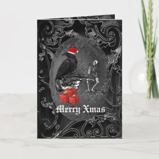 Funny gothic Krähe schwarze Weihnachtskarte Feiertagskarte