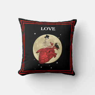 Funny Gothic Steampunk love heart throw pillow Kissen