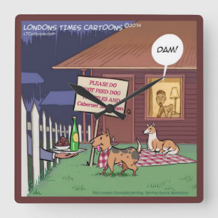 Funny Gourmet Dogs Square Wall Clock Quadratische Wanduhr