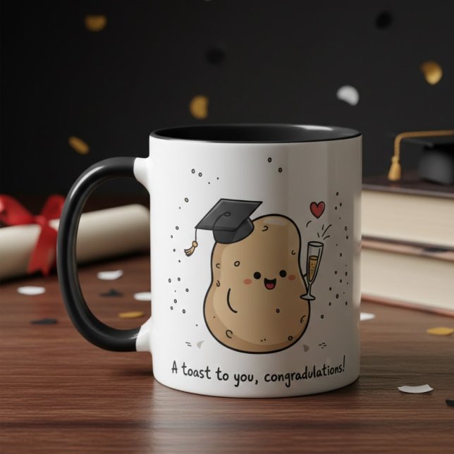 Funny Graduation Kawaii Toast University Graduates Tasse (Von Creator hochgeladen)