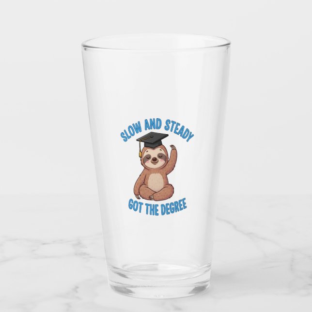 Funny Graduation Sloth Glas (Vorderseite)