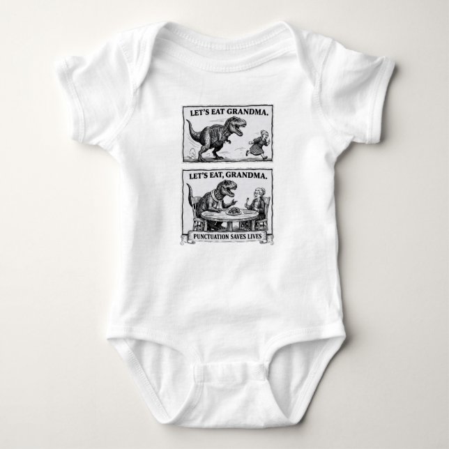 Funny Grammar Baby Singlet – “Let’s Eat, Grandma" Baby Strampler (Vorderseite)