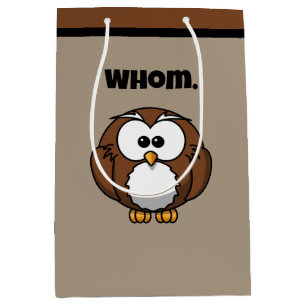 Funny Grammar Owl Cartoon für Writer & Word Nerd Mittlere Geschenktüte