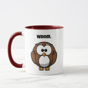 Funny Grammar Owl Cartoon für Writer & Word Nerd Tasse