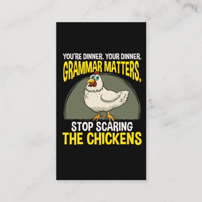 Funny Grammar Teacher Hähnchen Spaß Visitenkarte (Vorderseite)