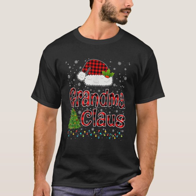 Funny Grandma Claus Weihnachtsbeleuchtung Xmas Paj T-Shirt (Vorderseite)