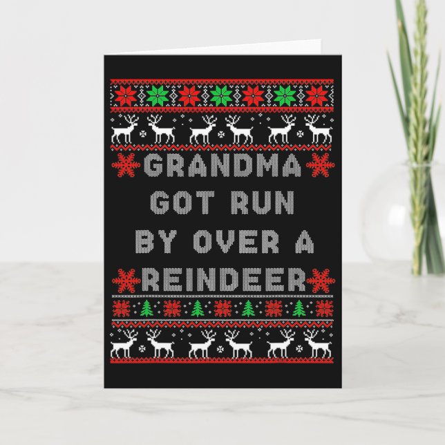 Funny Grandma Got Run Over By A Reindeer  Karte (Vorderseite)