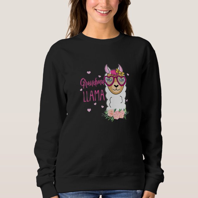 Funny Grandma Llama Boho Blume Pink Herz Sweatshirt (Vorderseite)