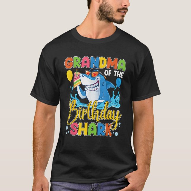 Funny Grandma Of The Shark Birthday Animal Lover B T-Shirt (Vorderseite)