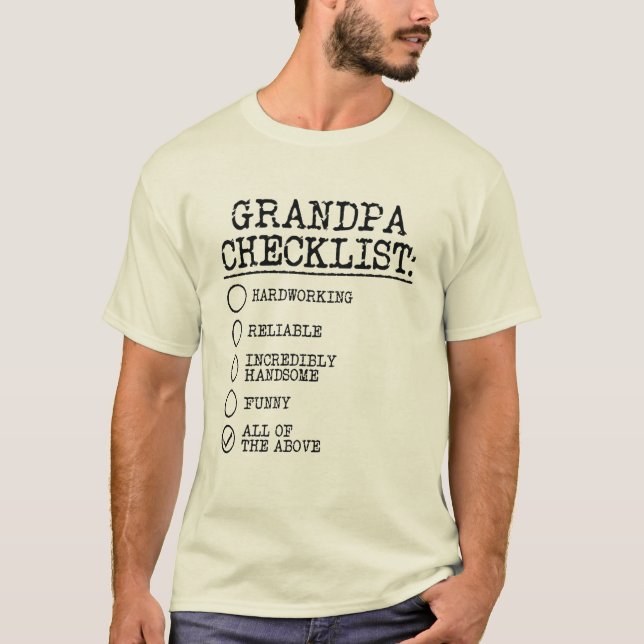 Funny Grandpa Checkliste Phantastisch T-Shirt (Vorderseite)