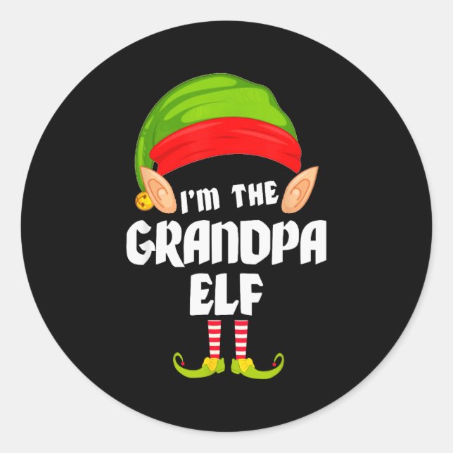 Funny Grandpa Elf Matching Family Group Pj Christm Runder Aufkleber (Vorderseite)