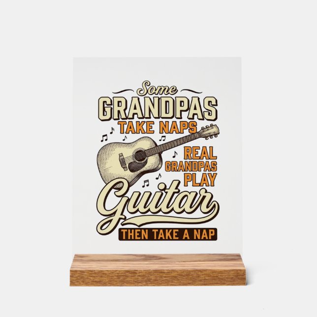Funny Grandpa Guitar Vintage Engraving Shirt Desig Acrylschild (Vorderseite)