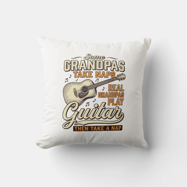 Funny Grandpa Guitar Vintage Engraving Shirt Desig Kissen (Vorderseite)