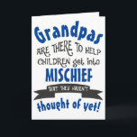 Funny Grandpa Mischief Birthday Karte<br><div class="desc">Eine lustige Karte für Opa (oder deinen eigenen personalisierten Namen für ihn). Wenn Ihre Großeltern die Kinder immer in Unfug bringen,  dann ist dies das perfekte Design für ihn. Schicke es von den Enkelkindern und lasse ihn lächeln!</div>