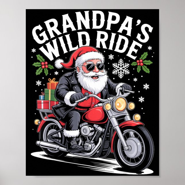 Funny Grandpa's Biker Ride Christmas Motorcycle Sa Poster (Vorne)