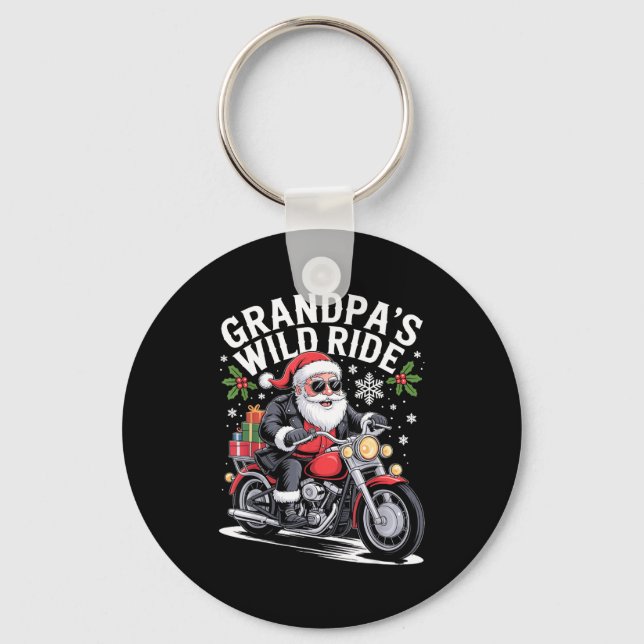 Funny Grandpa's Biker Ride Christmas Motorcycle Sa Schlüsselanhänger (Vorderseite)