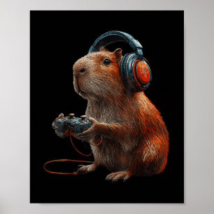 Funny Graphic Capybara Videospiele für Gamer Poster