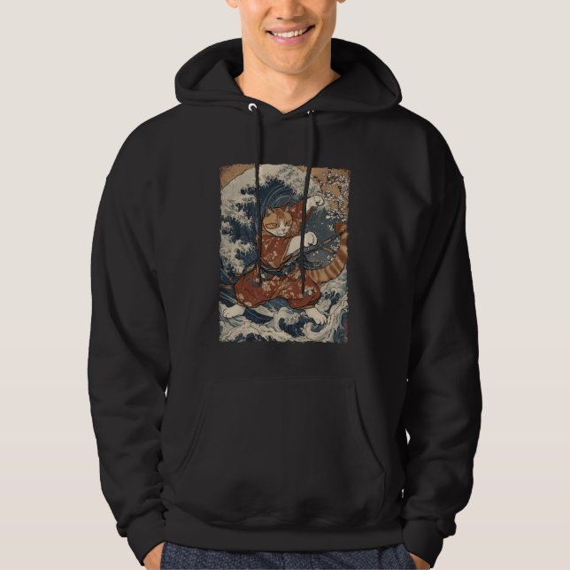 Funny Graphic Cat Japanese Anime Hoodie (Vorderseite)