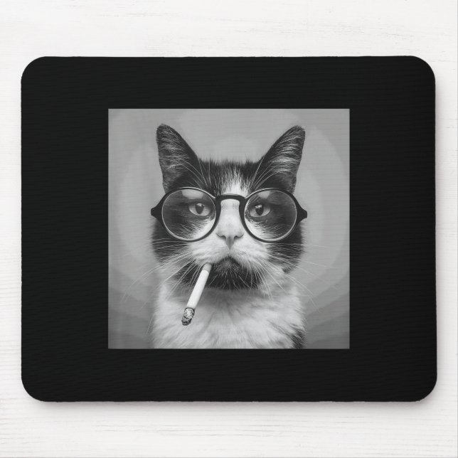 Funny Graphic Cat Rauchen Erwachsene Funny Mousepad (Vorne)