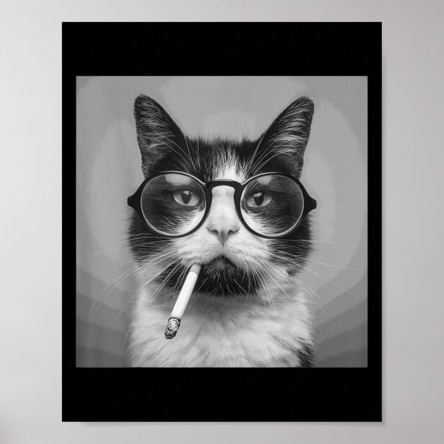 Funny Graphic Cat Rauchen Erwachsene Funny Poster (Vorne)