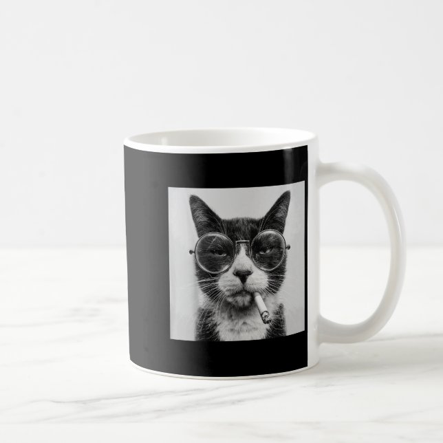 Funny Graphic Cat Smoking Erwachsene Funny _1 Kaffeetasse (Rechts)