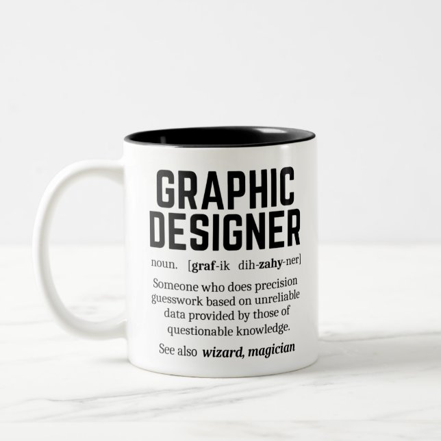Funny Graphic Designer Dictionary Definition, Gesc Zweifarbige Tasse (Links)