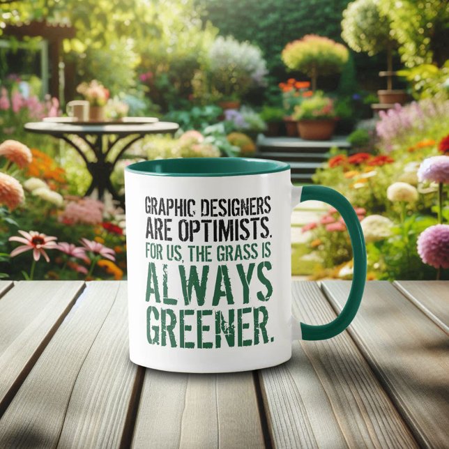 Funny Graphic Designer sind Optimisten ... Tasse (Graphic Designers are Optimists Two-Tone Mug Cover Photo)