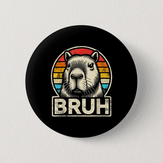 Funny Graphic Meme Capybara Bruh für Jungs Mädchen Button (Vorderseite)