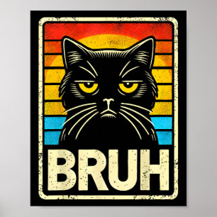 Funny Graphic Meme Cat Bruh for Boys Girls Kinder  Poster