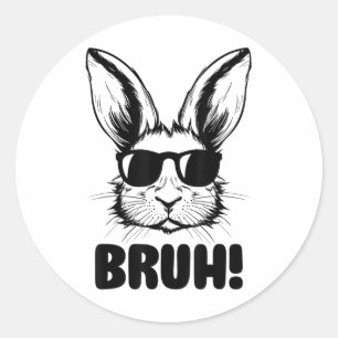 Funny Graphic Meme Ostertag Bunny Bruh for Men W Runder Aufkleber