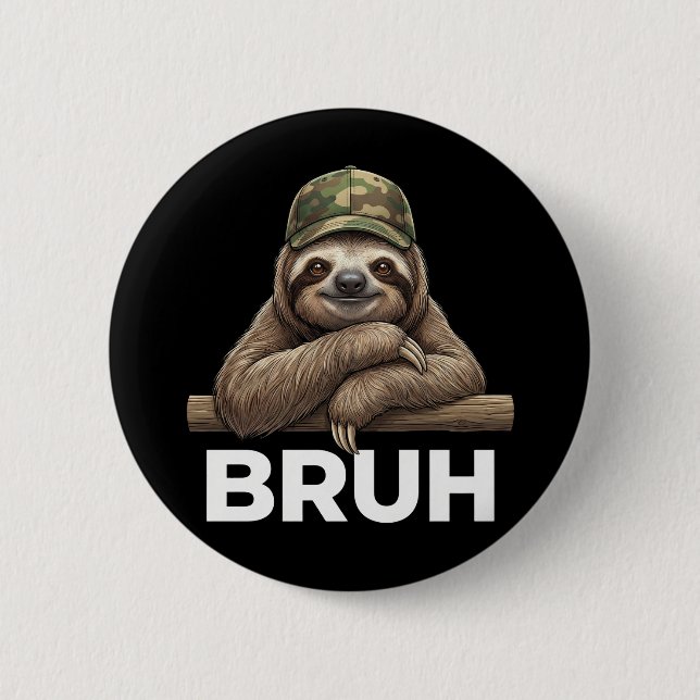 Funny Graphic Meme Sloth Bruh for Boys Girls Button (Vorderseite)
