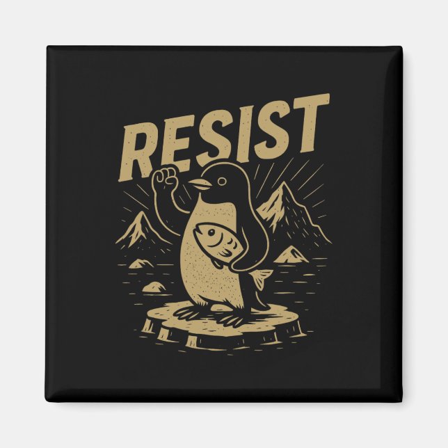 Funny Graphic Penguins Resist Penguin gegen Tari Magnet (Vorne)