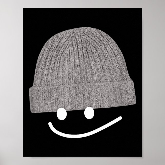 Funny Graphic Smile Face Men Women Cute Wool Hat W Poster (Vorne)