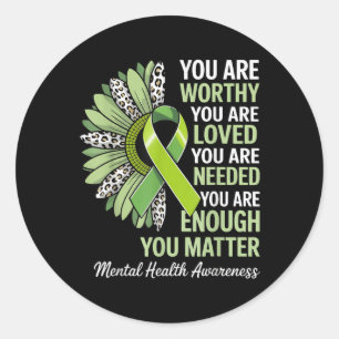 Funny Graphic Support Warrior Mental Health Awaren Runder Aufkleber