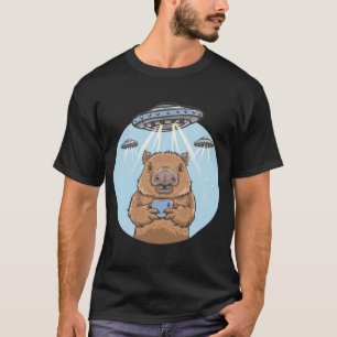 Funny Graphic T-Shirt Capybara Selfie mit UFOs Sel