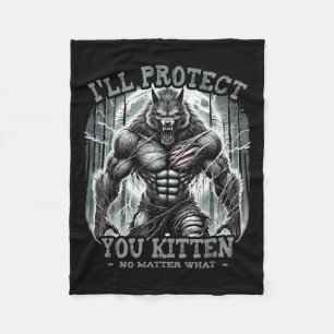 Funny Graphic T-Shirt I ll Protect You Kitten Alph Fleecedecke