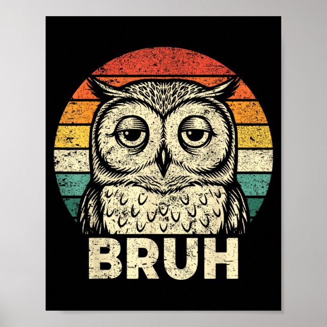 Funny Graphic Tees Owl Bruh For Boys Girls Men Wom Poster (Vorne)
