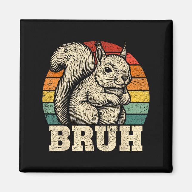 Funny Graphic Tees Squirrel Bruh For Boys Girls Me Magnet (Vorne)