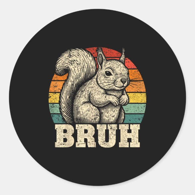 Funny Graphic Tees Squirrel Bruh For Boys Girls Me Runder Aufkleber (Vorderseite)
