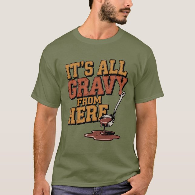 Funny Gravy Thanksgiving  - Retro Foodie Tee (Vorderseite)