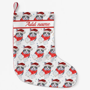 Funny Gray and White Tabby Cat Christmas Kleiner Weihnachtsstrumpf