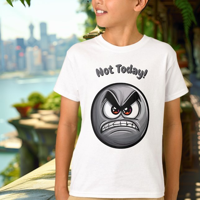 Funny Gray Angry Emoji Kids T - Shirt (Von Creator hochgeladen)