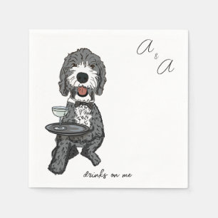 Funny Gray Poodle Cocktail Serviette