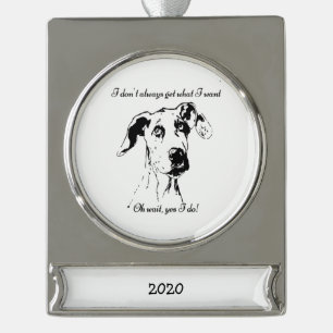 Funny Great Dane Dog Zitat Banner-Ornament Silber