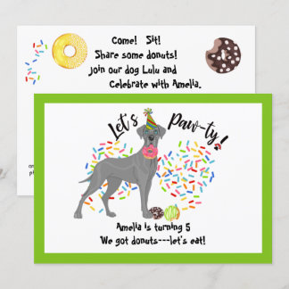 Funny Great Dane Haustier Hund Donuts Geburtstagsp Einladung